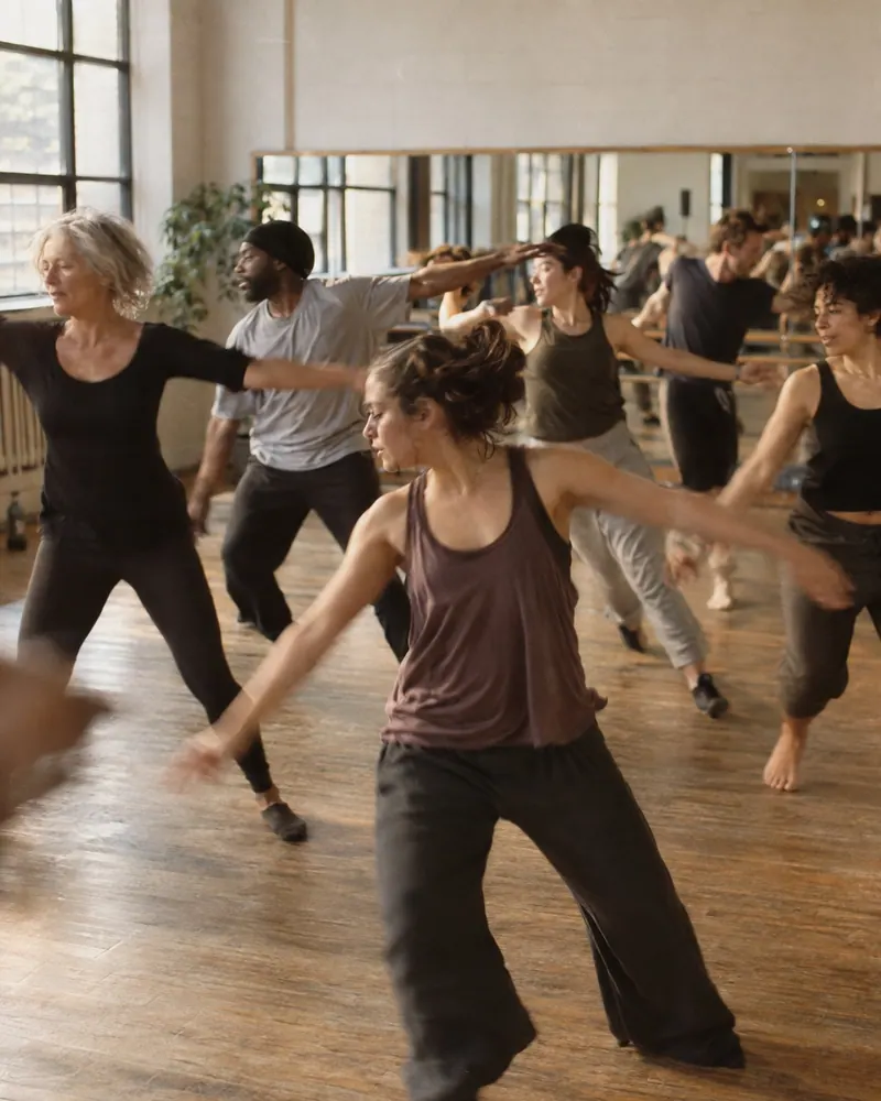 A mixed group during a dance class.